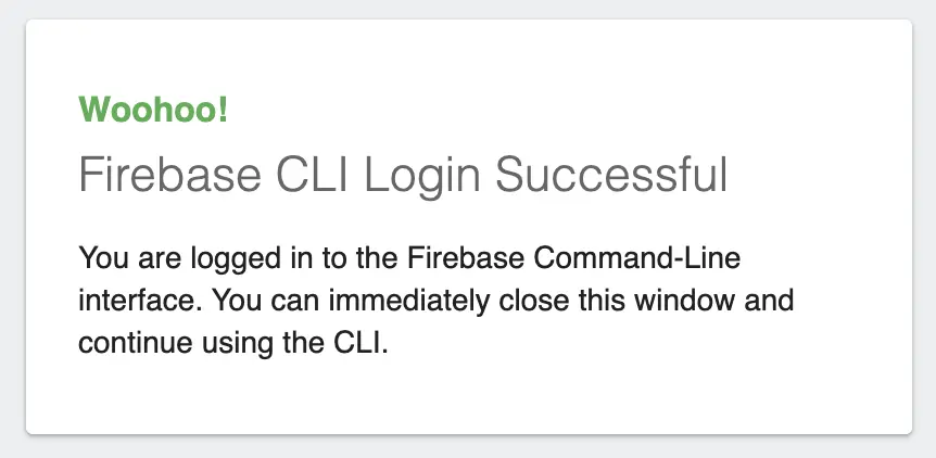 firebase cli success message