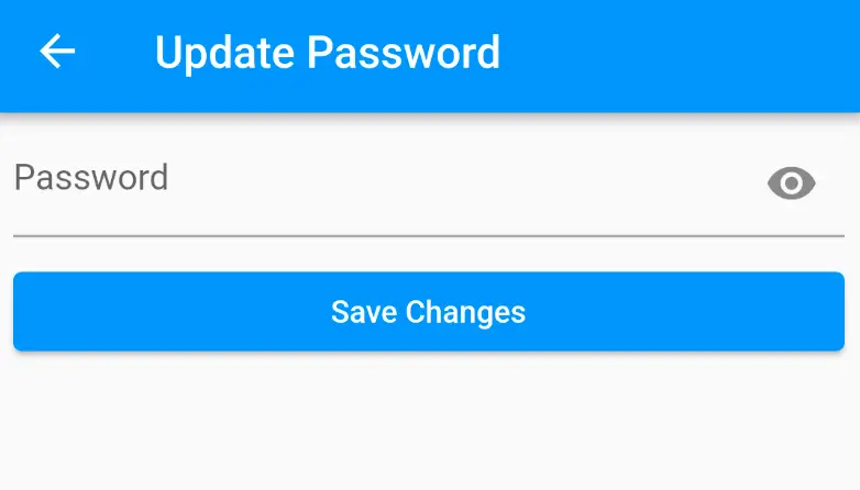 Update Password screen