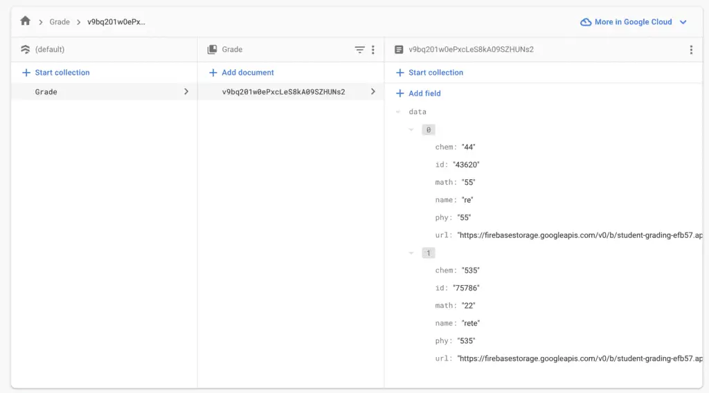 Data being inserted into Cloud Firestore